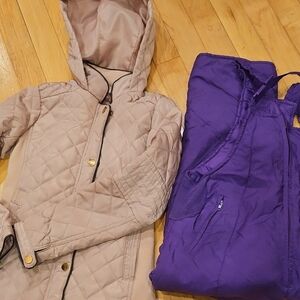 Quilted Dusty Rose Jacket and Purple Snowsuit